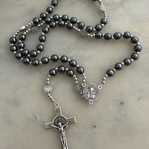 Rosary Mini Silver and Black Onyx Beads